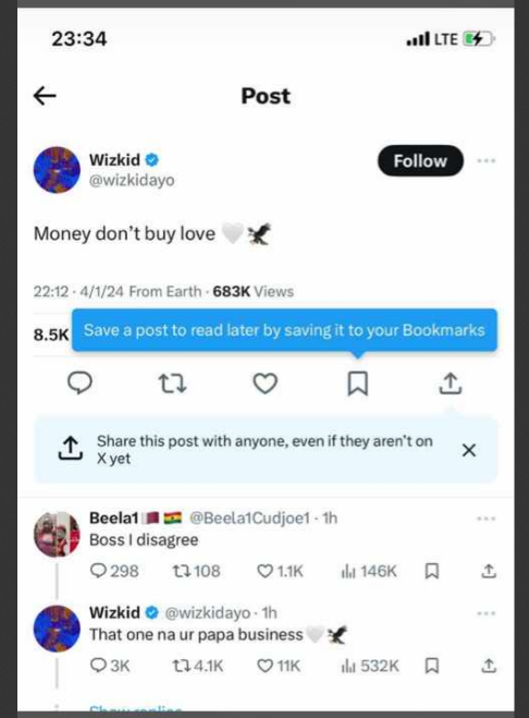 Wizkid harsh reply